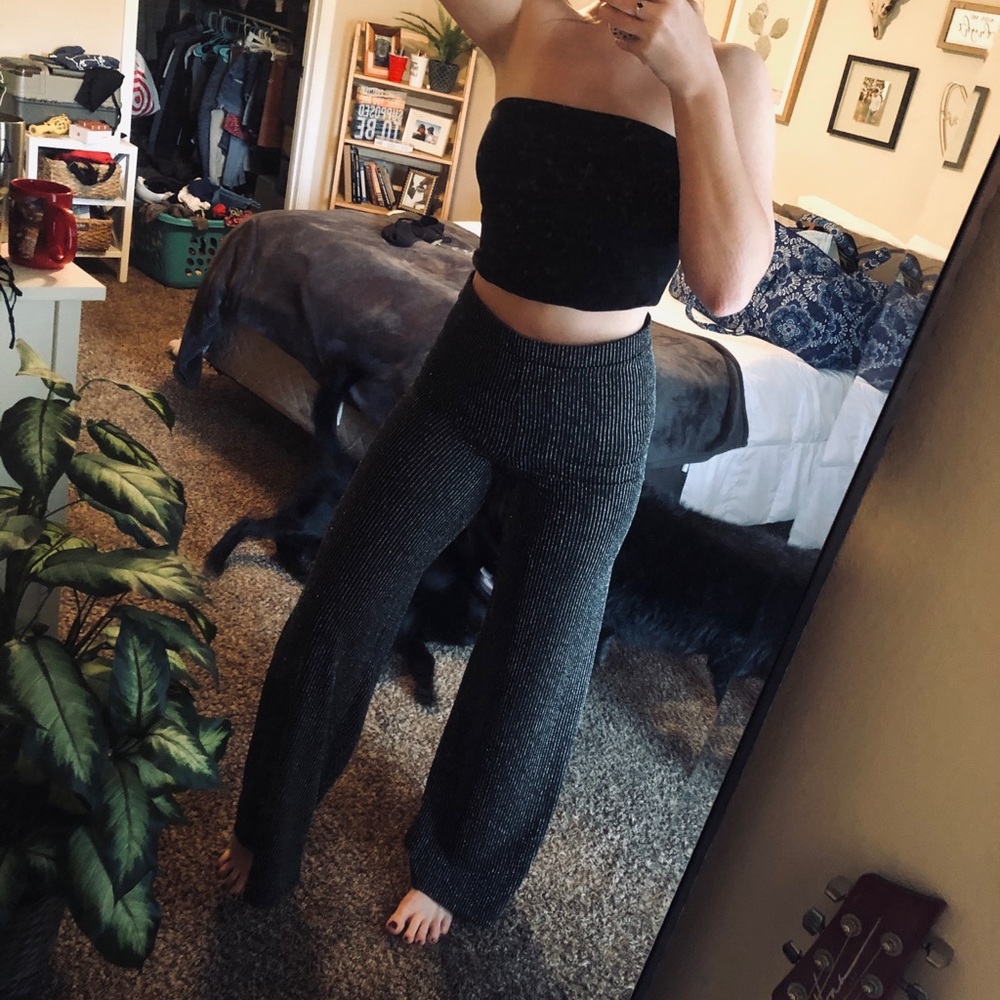 Black Striped Glitter Pants